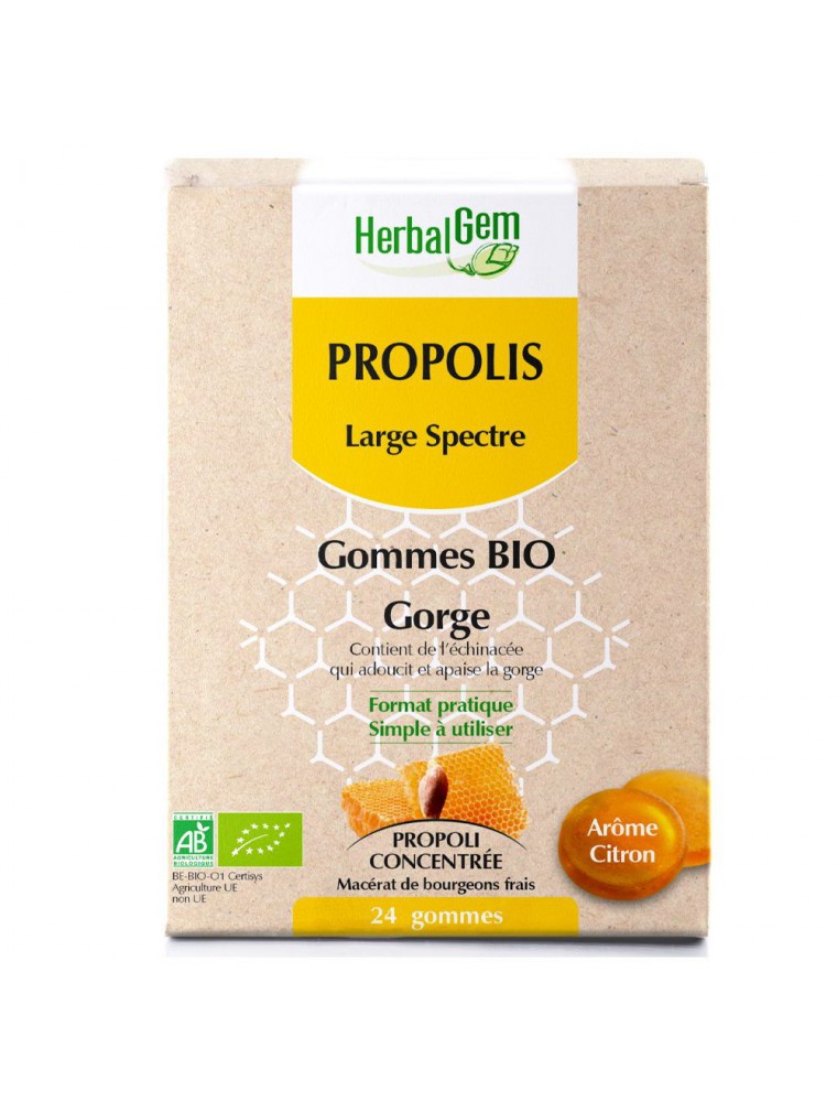 Gommes propolis bio citron sur le site de Louis-herboristerie